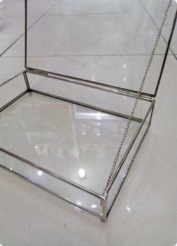 30x20x10 cm Altı Ahşap Aynalı, Metal kenarlı Kapaklı Kız isteme / çikolata Kutusu GUMUS