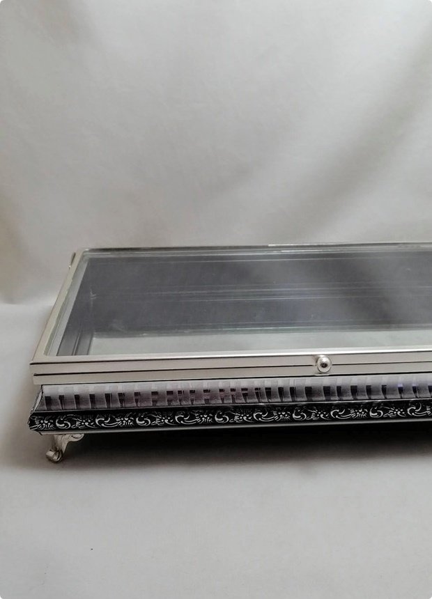 32x22 cm Altı Komple Ahşap Aynalı, Metal kenarlı Kapaklı Kız isteme / çikolata Kutusu