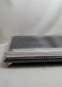 32x22 cm Altı Komple Ahşap Aynalı, Metal kenarlı Kapaklı Kız isteme / çikolata Kutusu