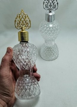 12 Li 150 Cc  Pvc Güneş Tepelikli Baklava Dilimli İnce Bel Cam Kolonya Şişesi