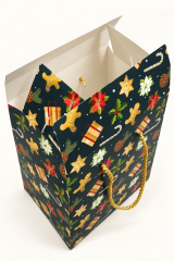 Yeniyıl Hediye Kutu Çanta 20x25x14 cm -Kış Bahçesi  Taşınabilir Hediye Kutusu & Çantası Özel Tasarım Boş Karton Hediye Paketi