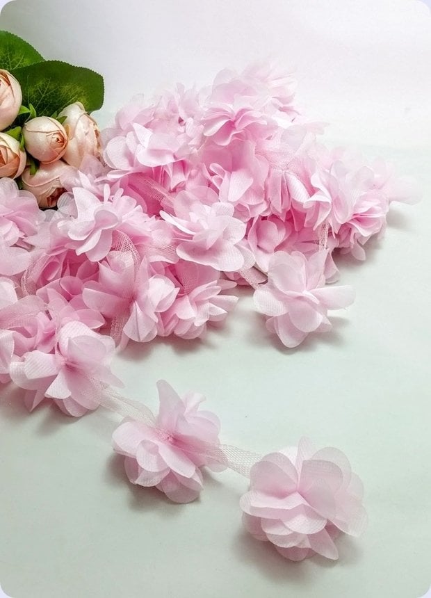 Lazer Kesim Kumaş Şerit Çiçek ( Metrelik )