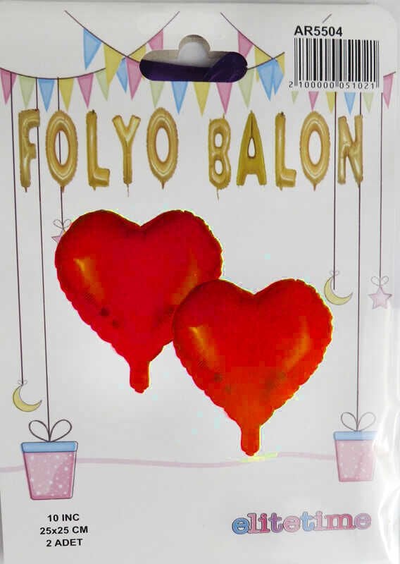 2 Lİ FOLYO BALON KALPLİ KIRMIZI 10 INC
