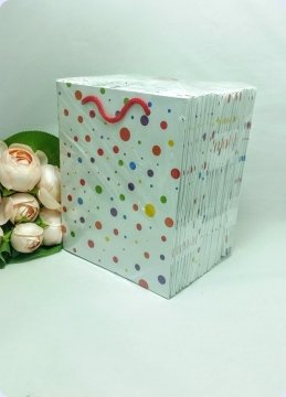 25 Li Karışık Puantiyeli Karton Çanta, Poşet 14x17 cm