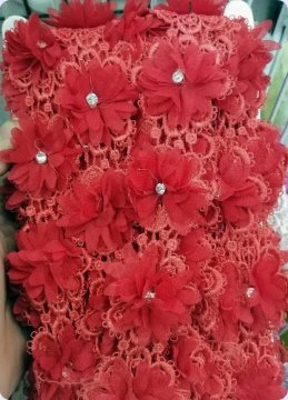 1 Metre Güpürlü taşlı lazer kesim kumaş çiçek KREM