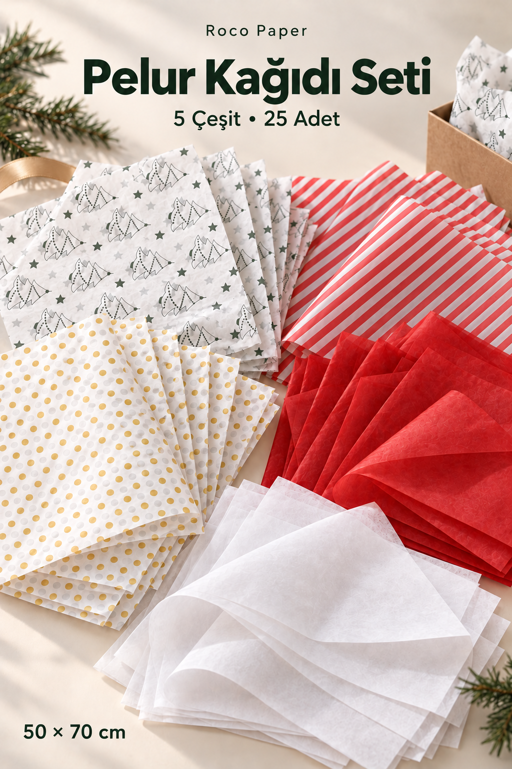 Yeniyıl Pelur Kağıt Set 50*70 cm 5 Desen