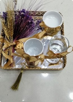 Başak Süslü Metal damat kahve takımı