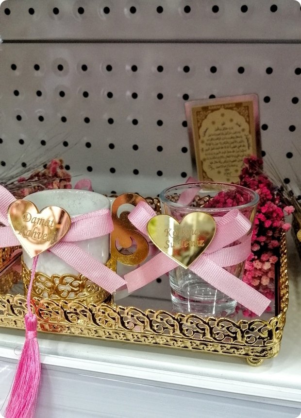 Başak Süslü Metal damat kahve takımı