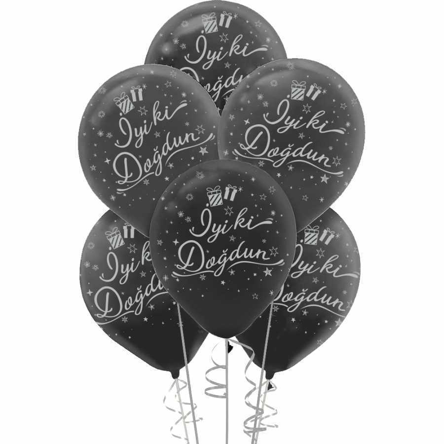 5 Adet İyiki Doğdun Baskılı Metalik Balon