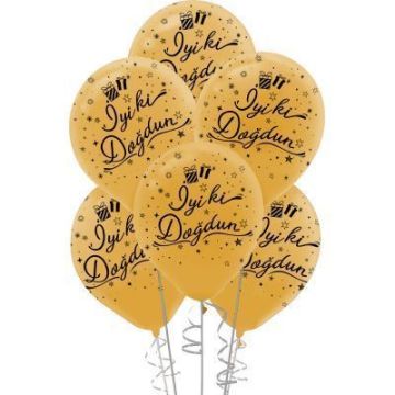 100 lü İyiki Doğdun Baskılı Metalik Balon