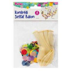 BALON ŞEFFAF KONFETİLİ 12İNC  PK:4 KL:36