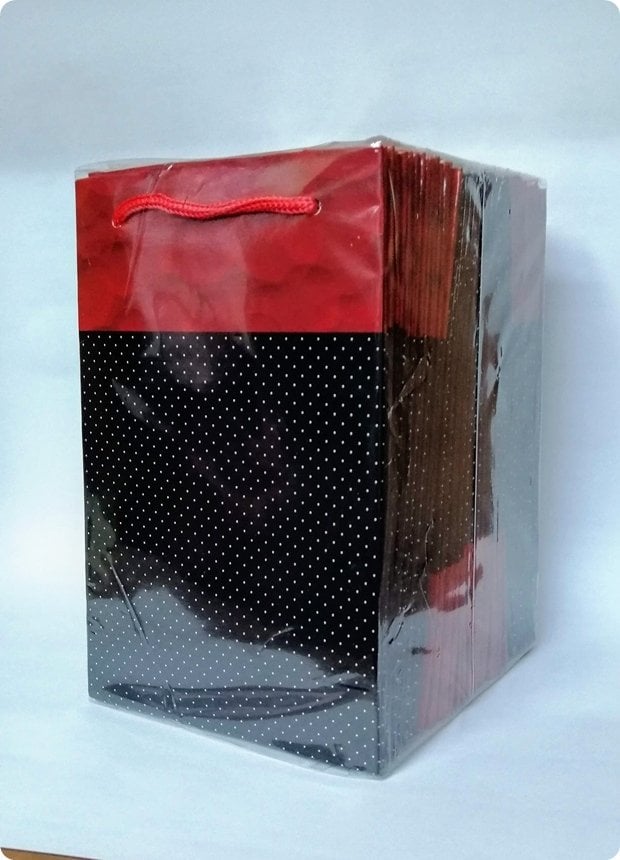 25 Li 11x17 Cm Siyah Noktalı Karton Çanta Poşet