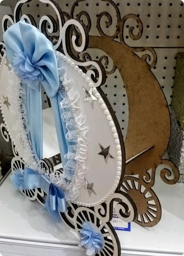 Süslü ahşap balkabağı araba MAVİ