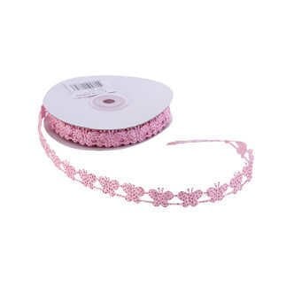KURDELA KELEBEKLİ SİMLİ 2CM PEMBE