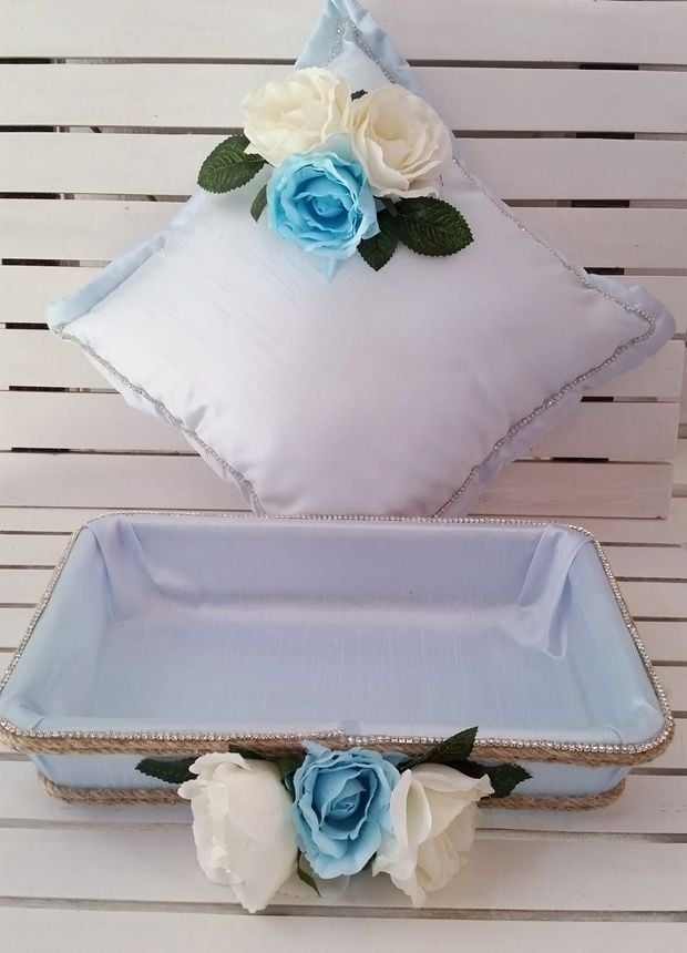2 li set güllü (Sepet + Takı yastığı)