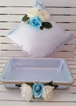2 li set güllü (Sepet + Takı yastığı)