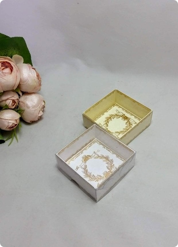 50 li 8x8x3 cm Altı Baskılı Karton Asetat Kapaklı Kutu
