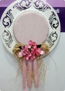 Ahşap Desenli Etamin Yuvarlak Bebek Odası Kapı Süsü