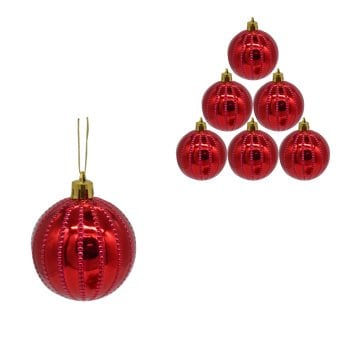 6'lı Çizgili Cici Top 6 Cm yılbaşı ağacı Topu