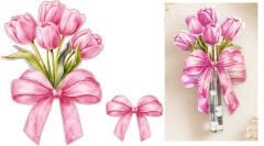 DEKORATİF SÜS İKİ BOY LALE FİYONK PEMBE SET:25ADET