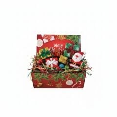 25x15x10 Cm Yılbaşı Desenli (Mery Christmas) Kırmızı Komple Karton Hediye Kutuları