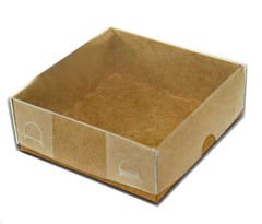 KUTU NATUREL KRAFT KAĞIT ve ASETAT 8x8x3 CM PK:100