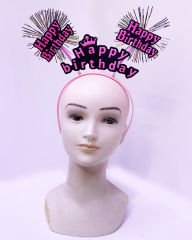 Happy Birthday Püsküllü Neon Pembe Renk Doğum Günü Tacı 22x19 cm