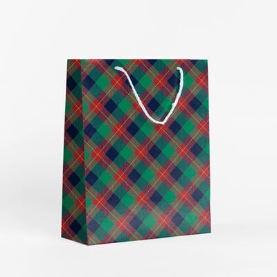 10 Lu 25x30 cm Ekose Desenli Karton Çanta