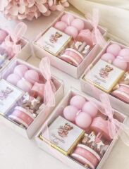 20 Li Atlı karınca & mum & çikolata Hediyelik PEMBE