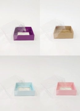 10x10x5 Cm Altı Karton Üstü Asetat Kutu 20 li