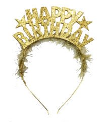 Altın Renk Happy Birthday Yazılı Eva Doğum Günü Parti Tacı