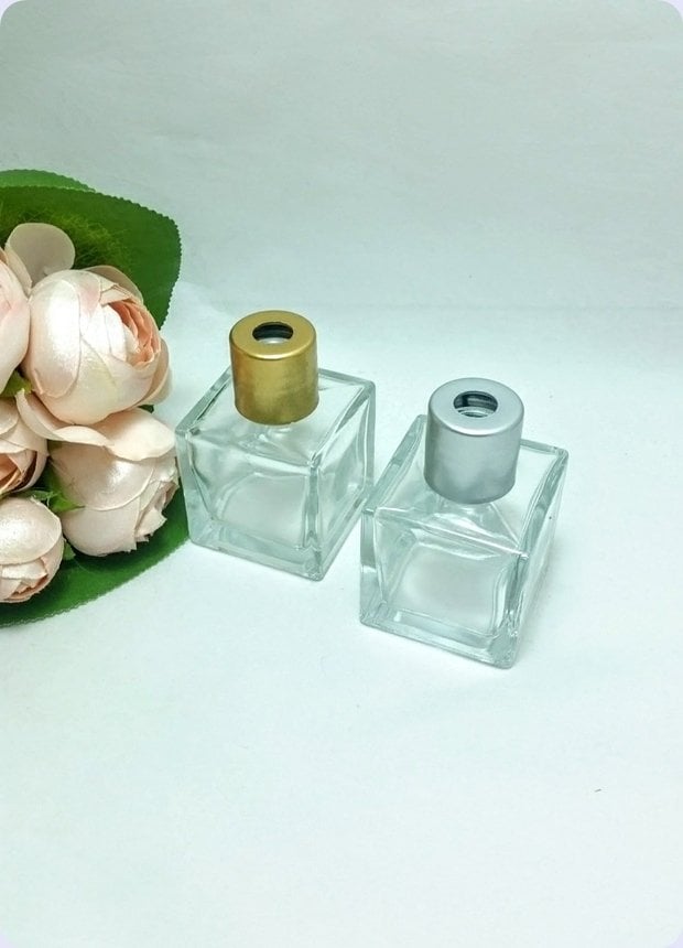 100 Lü Bambu Kare Oda Kokusu Şişesi 50 cc / Pvc Kapak