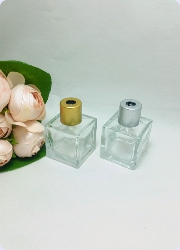 100 Lü Bambu Kare Oda Kokusu Şişesi 50 cc / Pvc Kapak
