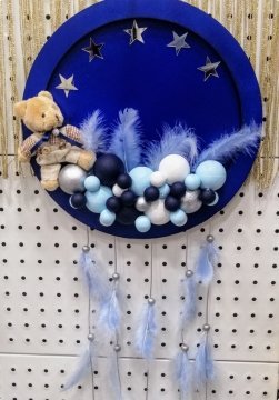 Top Dekorlu Bebek Kapı Süsü,yastık MAVI TAKIM