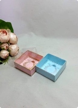 50 li 8x8x3 cm Altı Baskılı Karton Asetat Kapaklı Bebek Kutu