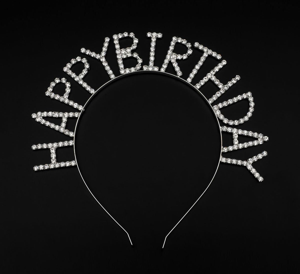 Kristal Taşlı Gümüş Renk Happy Birthday Doğum Günü Tacı