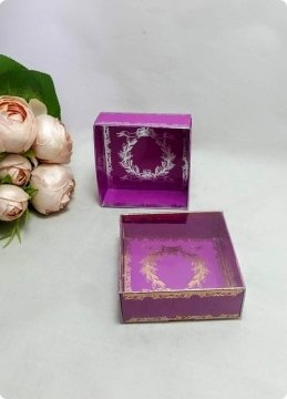 50 li 8x8x3 cm Altı Baskılı Karton Asetat Kapaklı Kına Kutu