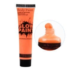 Karanlıkta Parlayan Fosforlu Neonlu Glow Parti Yüz Boyası Vücut Kremi Turuncu Renk
