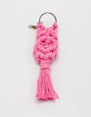 Renkli makrome anahtarlık Pembe