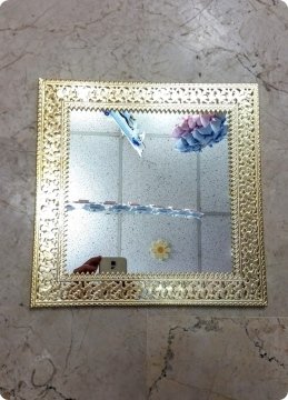 Kare Metal Desenli Aynalı Söz,Nişan Yüzük Tepsisi / Supla