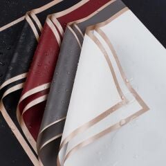 Çiçek Buket Kağıdı-çiçek Ambalaj Kağıdı - Gri - Altın Kenarlı - Mat Opp 58x58 Cm - 20 Adet