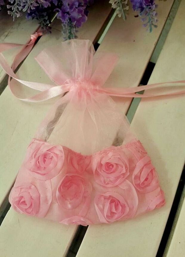 Altı güllü Kese pembe