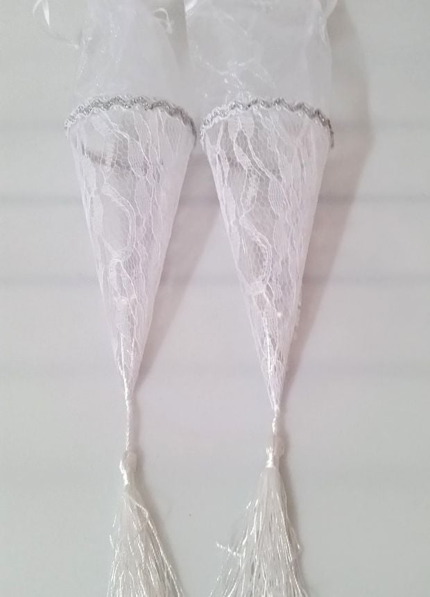 Beyaz Dantelli Şeffaf Pvc Külah (söz,nişan,nikah)