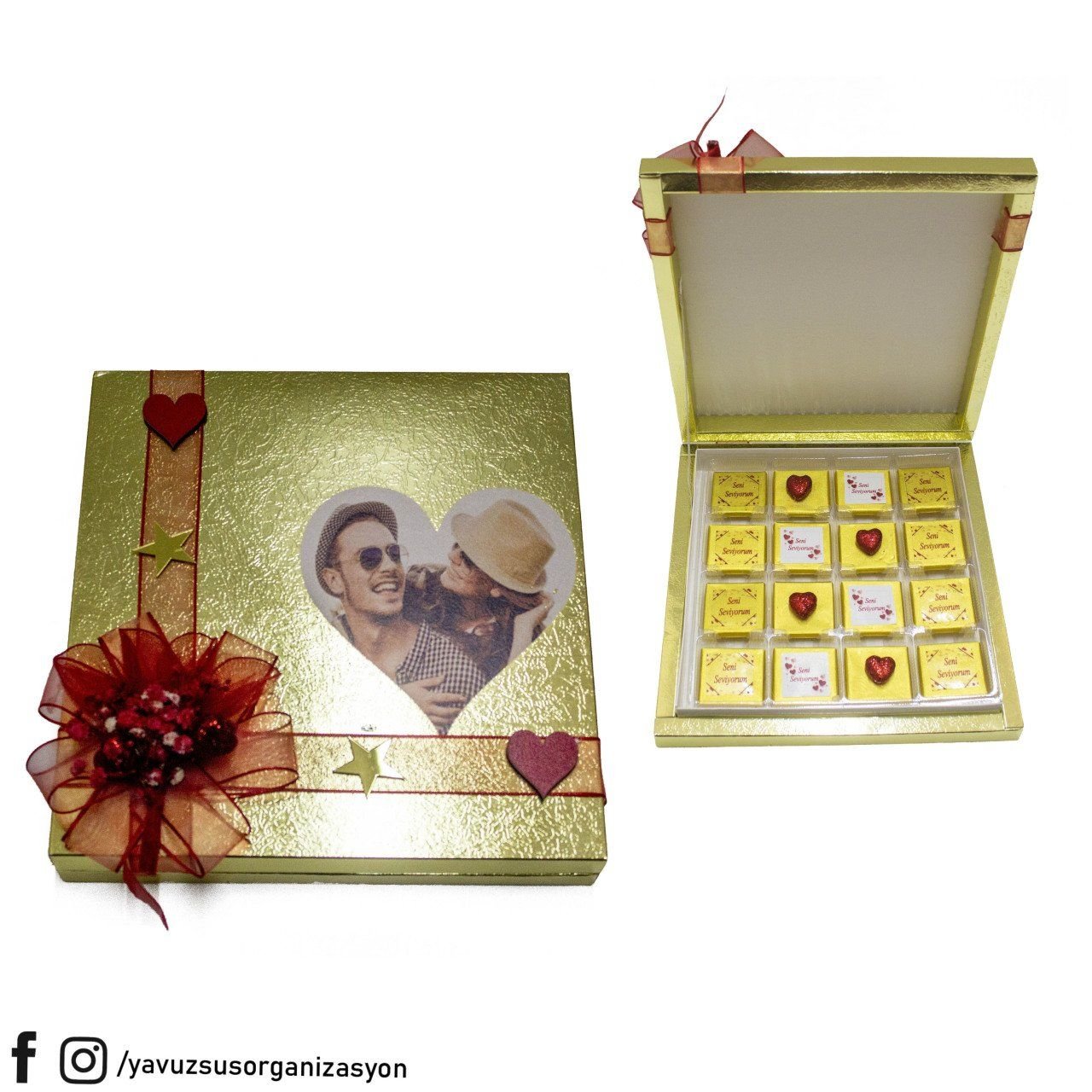 Sevgililer Günü Kişiye Özel Baskı Çikolata Kutusu GUMUS