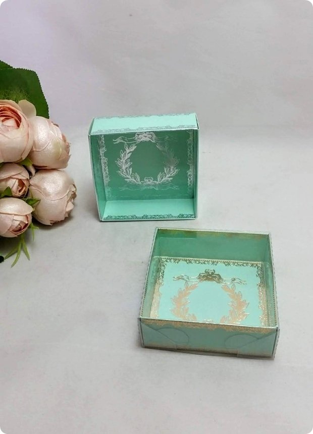50 li 7x7x3 cm Altı Baskılı Karton Asetat Kapaklı Kutu