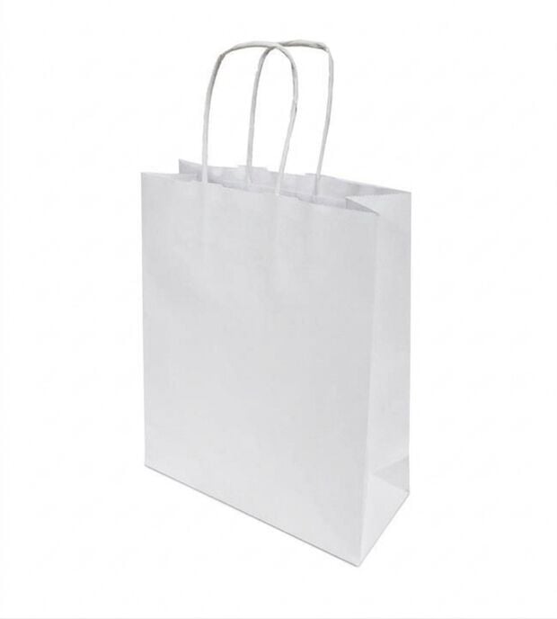 25 Li 18x24 cm Düz Beyaz Kağıt Çanta-Poşet
