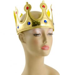 Altın Renk Kumaş Malzemeden İmal Çocuk Kral Tacı 57 cm