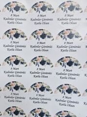 Kadınlar Günü Özelleştirilebilir 3 Cm Yuvarlak etiket 1 Sayfa (54 adet)
