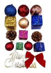 15 li Karışık 3-5 cm Yılbaşı Ağacı Süsü (Merry yazılı)