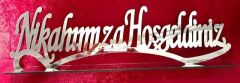 Nikahımıza Hoşgeldiniz Pleksi ayna & ahşap isimlik tabanlık GUMUS